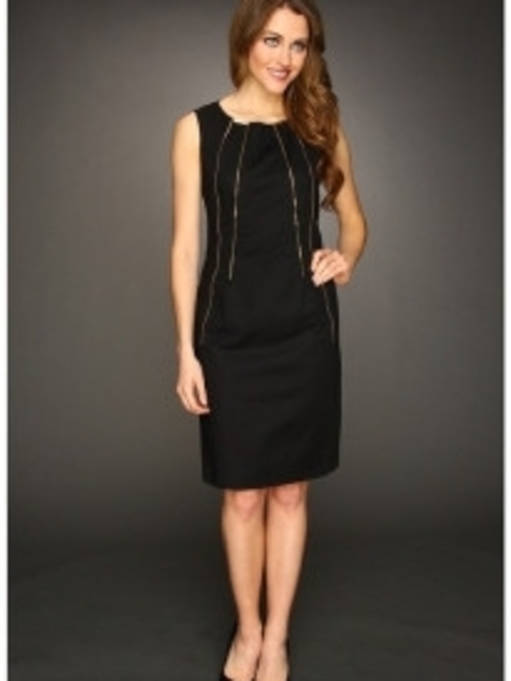 Calvin Klein Black Mini Dress with Gold Trim